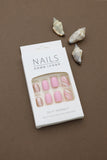 Pink and Glitter Press-On Nails with Wavy Accent Design - 24pcs Chic and Shimmering Set
