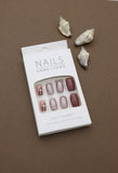 Elegant Mauve and Nude Press-On Nails with Rose Gold Glitter and Geometric Accent Design - 24pcs Set