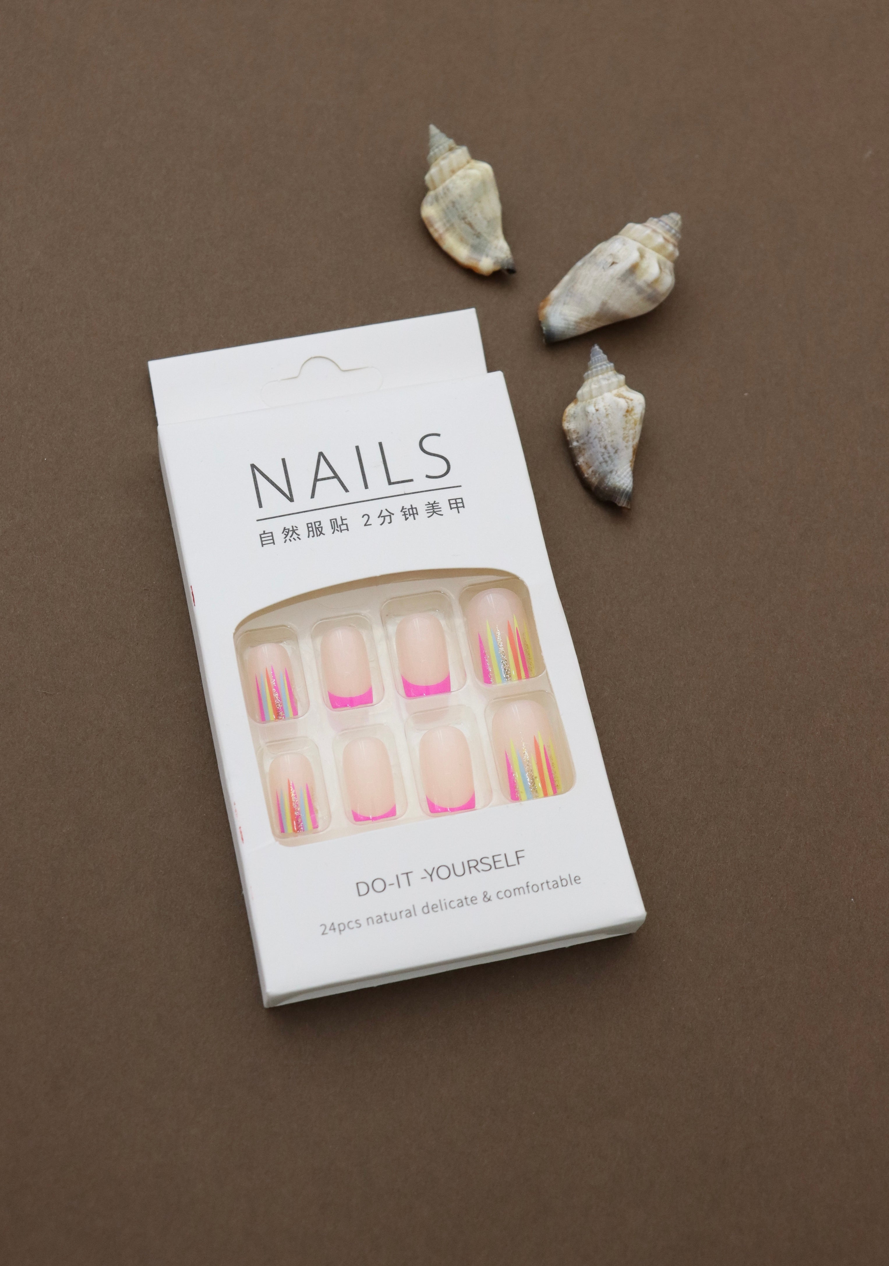 Vibrant Neon Stripe Press-On Nails – 24pcs Natural Delicate & Comfortable Nail Set