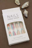 Pastel Bloom and Ombre Tip Press-On Nails – Vibrant Floral and Gradient Design