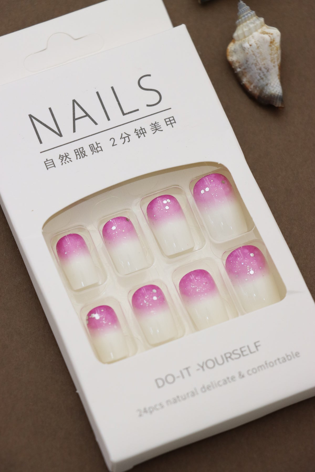 Pink Ombre Glitter Glow – 24pcs Press-On Nail Set for a Dazzling DIY Manicure