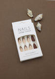 Mocha Brown & Glitter Almond Press-On Nails – Elegant DIY Set, 24pcs