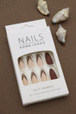 Mocha Brown & Glitter Almond Press-On Nails – Elegant DIY Set, 24pcs