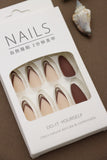 Mocha Brown & Glitter Almond Press-On Nails – Elegant DIY Set, 24pcs