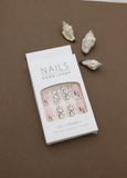 Soft Blush with Floral Garden Prints – 24pcs Press-On Nail Set for DIY Manicure
