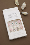 Soft Blush with Floral Garden Prints – 24pcs Press-On Nail Set for DIY Manicure