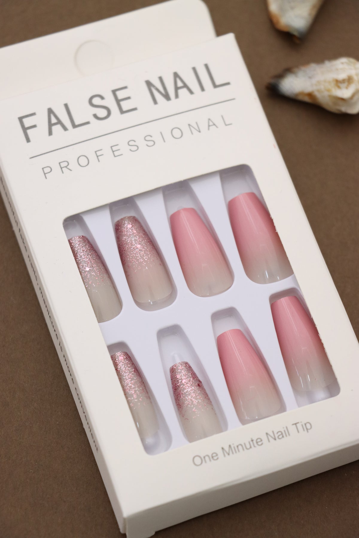 Pink Glitter Ombre Press-On Nails - Elegant and Sparkly Design for a Chic Look