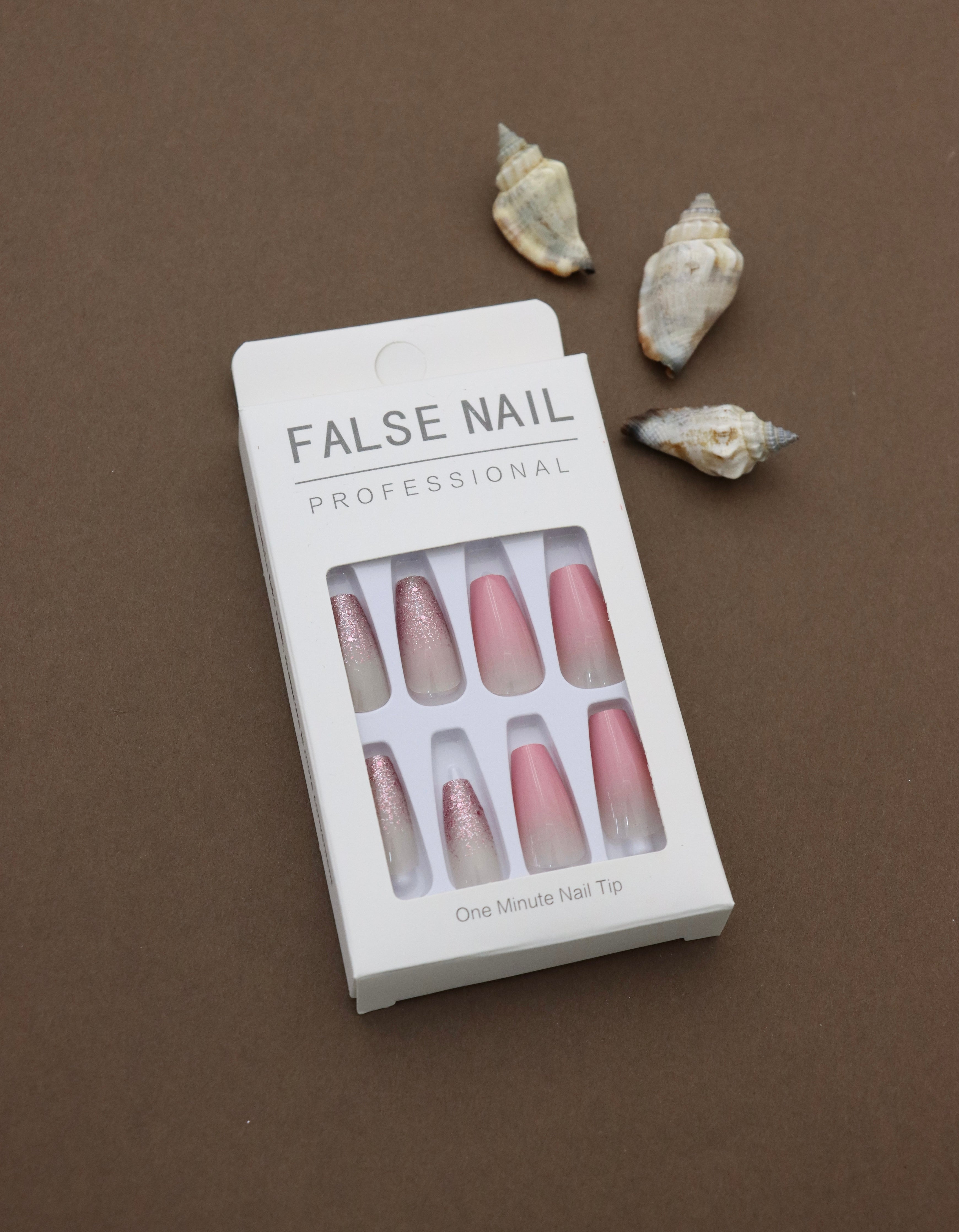 Pink Glitter Ombre Press-On Nails - Elegant and Sparkly Design for a Chic Look