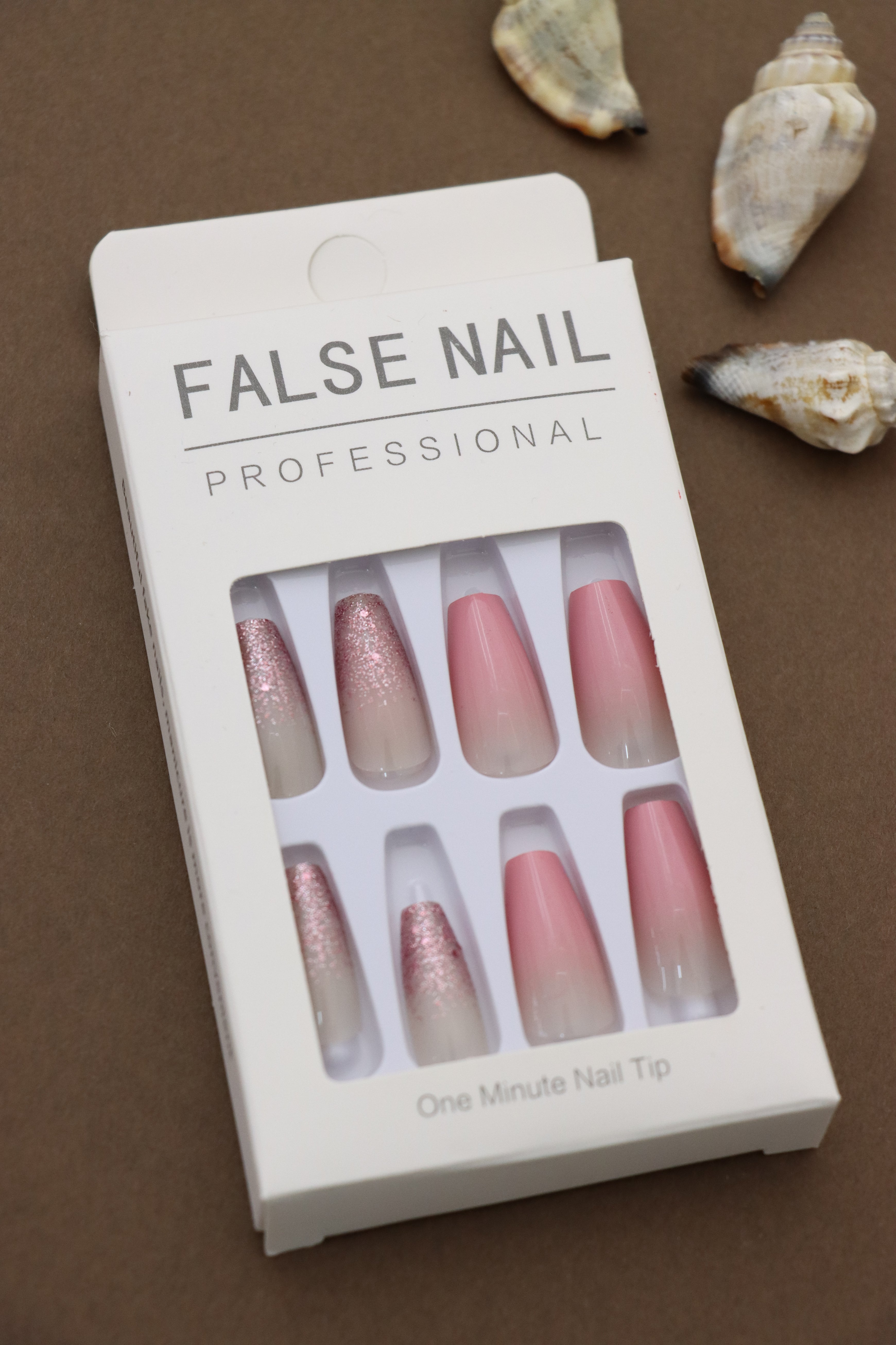 Pink Glitter Ombre Press-On Nails - Elegant and Sparkly Design for a Chic Look