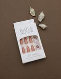 Terracotta Press-On Nails with White Botanical Accent Design – Almond Shape