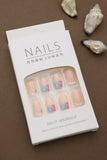 Pastel Blue and Pink Press-On Nails – Glittery Star Design with Nude Accents