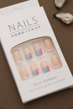 Pastel Blue and Pink Press-On Nails – Glittery Star Design with Nude Accents