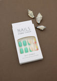 Mint Green & Floral Accent Press-On Nails – 24pcs DIY Set
