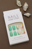 Mint Green & Floral Accent Press-On Nails – 24pcs DIY Set