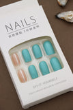 Aqua & Nude Gloss Press-On Nails - Elegant Minimalist Duo for a Chic Look