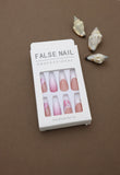 Professional Pink Ombre and Nude Press-On Nails with Glitter, Abstract, and French Tip Designs - 24pcs Set