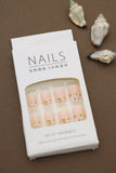 Peach Nude & Floral Press-On Nails – Elegant Blossom Design, 24pcs DIY Set
