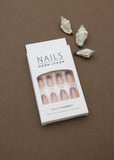 Sparkling Pink Press-On Nails with Blue and Gold Stardust Design – Celestial Glam