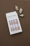 Nude Pink Almond Press-On Nails with Subtle Gold Accent – Elegant Charm