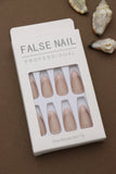 Nude Pink Almond Press-On Nails with Subtle Gold Accent – Elegant Charm