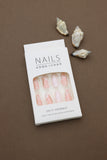 Peachy Pink Press-On Nails with Delicate Floral Accents - 24pcs Natural Delicate & Comfortable