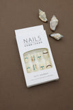 Yellow Safari Press-On Nails with Giraffe and Leaf Design - 24pcs Natural Delicate Set