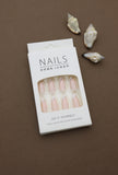 Elegant Nude Almond Press-On Nails with Silver Glitter Swirl Accent - 24pcs Set