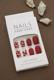 Romantic Red Matte Heart Press-On Nails - Love-Inspired Charm