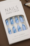 Sky Blue Swirl Press-On Nails – Elegant Wave Design, 24pcs DIY Set