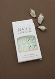 Mint Gradient Press-On Nails with Elegant Green Vine Accent Design - 24pcs Set