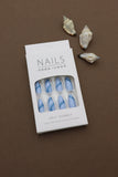 Sky Blue Swirl Press-On Nails – Elegant Wave Design, 24pcs DIY Set