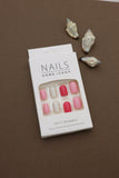 Romantic Pink and Red Press-On Nails with Glitter Accent - 24pcs Set