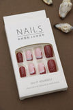 Festive Red Glitter and Pink Snowflake Press-On Nails - 24pcs Holiday-Inspired Design