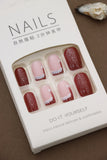 Festive Red Glitter and Pink Snowflake Press-On Nails - 24pcs Holiday-Inspired Design
