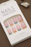 Pink with Blue and Orange Accent Tips – Chic Press-On Nail Set, 24pcs DIY Manicure