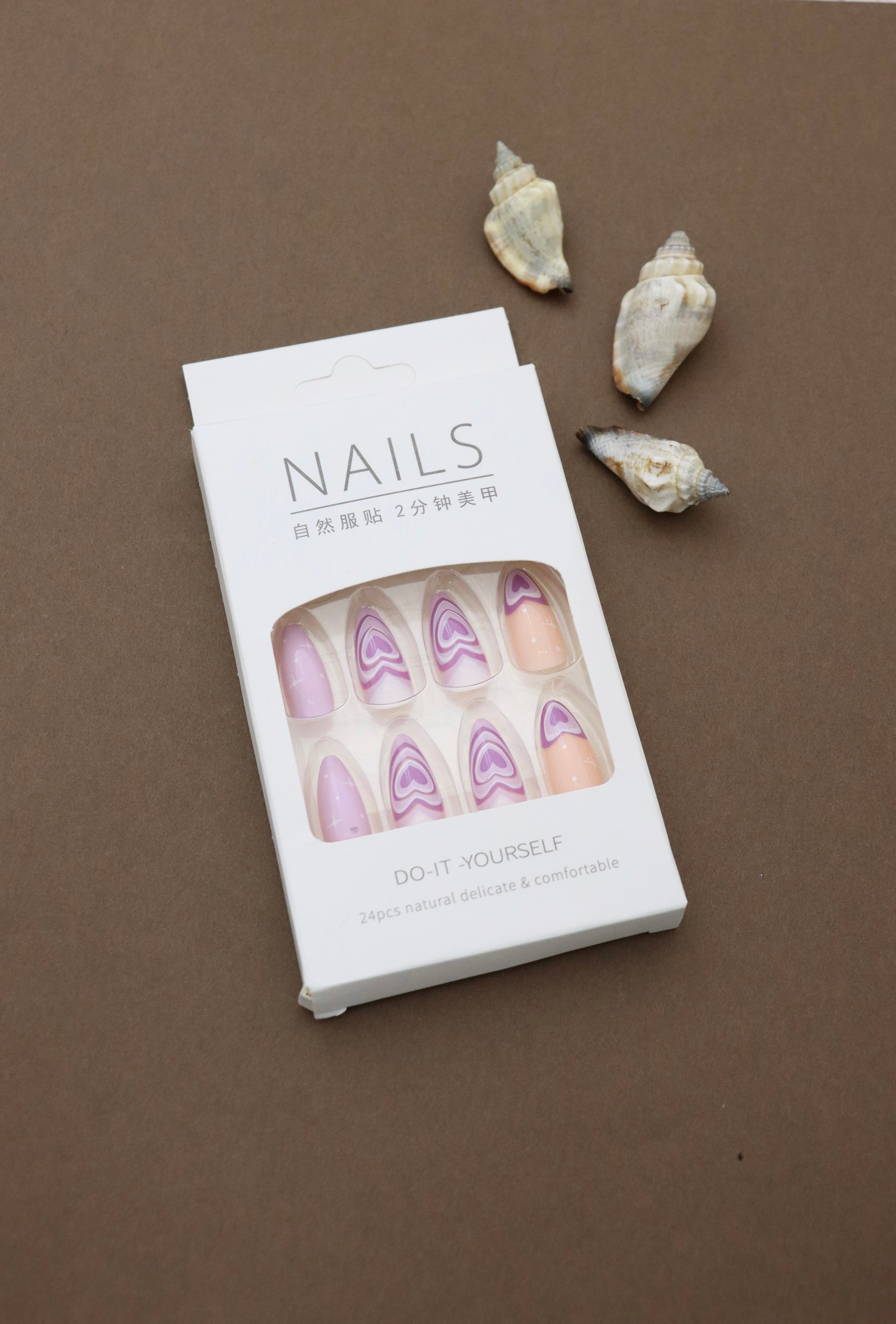 Purple Heart Gradient Press-On Nails - 24pcs Unique Love-Inspired Design