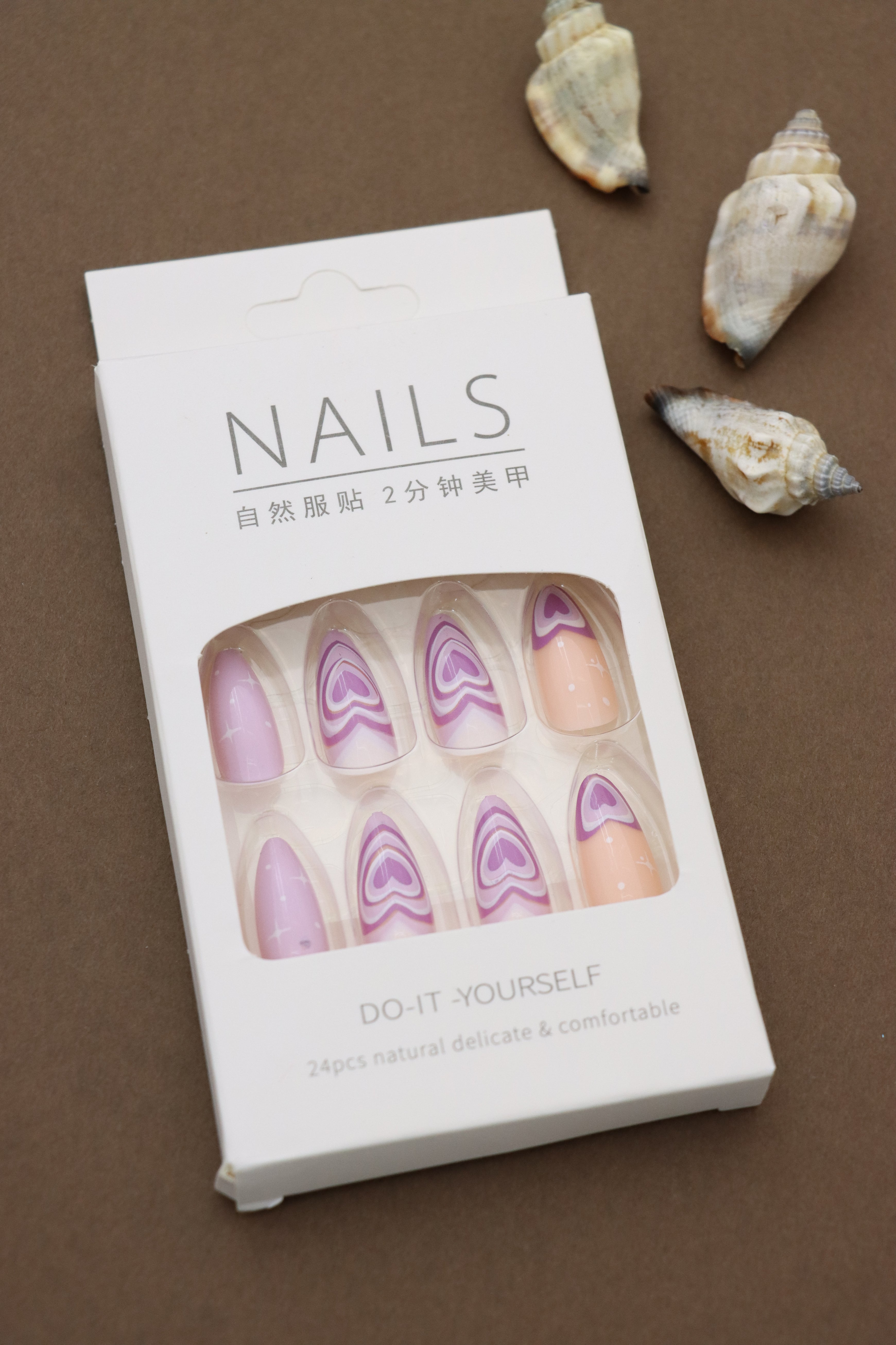 Purple Heart Gradient Press-On Nails - 24pcs Unique Love-Inspired Design