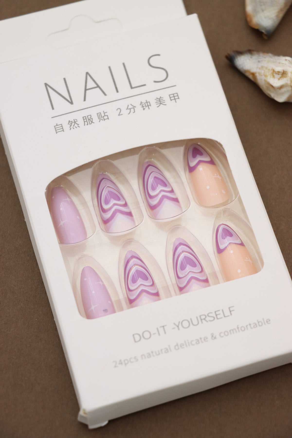 Purple Heart Gradient Press-On Nails - 24pcs Unique Love-Inspired Design