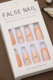 Peach Blossom Design with Gradient Orange Tips Press-On Nails - Professional Style