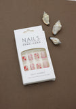 Fun Strawberry and Floral Press-On Nails with Cute Heart and Smiley Flower Design - 24pcs Natural Delicate Nail Set