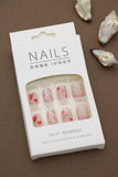 Fun Strawberry and Floral Press-On Nails with Cute Heart and Smiley Flower Design - 24pcs Natural Delicate Nail Set