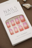 Gradient Orange and Pink Press-On Nails with Glitter Ombre Effect - 24pcs Set