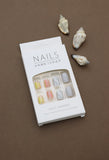 Pastel Abstract Press-On Nails with Yellow and Grey Artistic Swirls - Unique and Modern Design