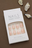 Peach Blossom Press-On Nails - 24pcs Floral and Glitter Design Nail Art Set