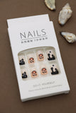 Spooky Halloween Press-On Nails – Pumpkin, Ghost & Drip Design, 24pcs DIY Set