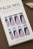 Elegant Black and Glitter Diagonal French Tip Press-On Nails - Professional Style
