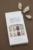 Purple and Cream Floral Press-On Nails – Delicate Design for a Sophisticated Look
