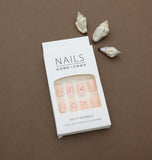 Blush Pink Press-On Nails with Delicate Floral Accents - Elegant DIY Manicure Set