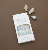 Pastel Blue and Pink Glitter Ombre Press-On Nails - 24pcs Elegant Gradient Design