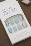Pastel Blue and Pink Glitter Ombre Press-On Nails - 24pcs Elegant Gradient Design
